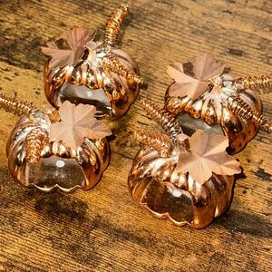 Set of Four Copper Pumpkin Napkin Rings